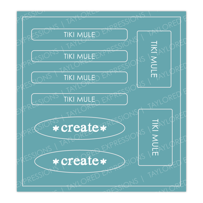 Graphic of Love to Label Sticker sheets with the blue color, Tiki Mule.