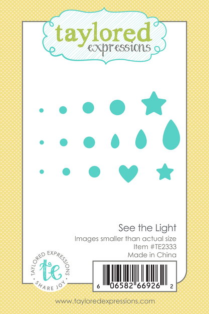 Graphic of See the Light steel die which includes circles, drops, and stars for paper crafting.