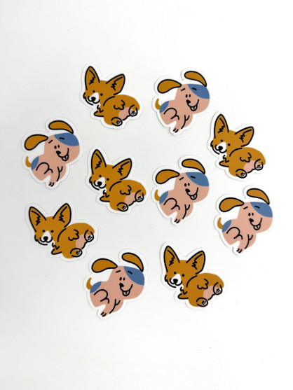 Image of 10 dog stickers with two variations of dogs for papercrafting.