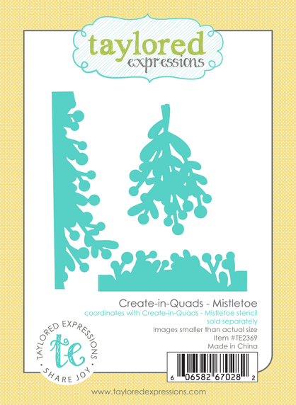 Graphic of Create-in-quads Mistletoe steel die that cuts out mistletoes for papercrafting.