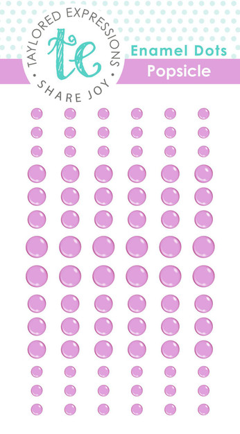 Graphic of Enamel Dots that are the color popsicle, a light magenta, that are used for embellishment in papercrafting.