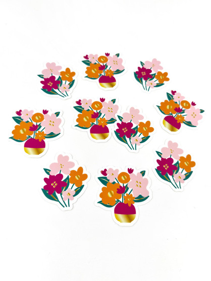 Image of 10 different flower envelope seals for papercrafting.