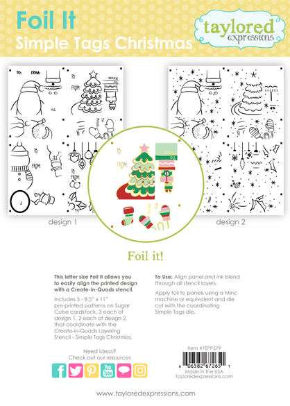 Graphic of Foil it Simple Tags Christmas which includes foil for Christmas items for papercrafting.