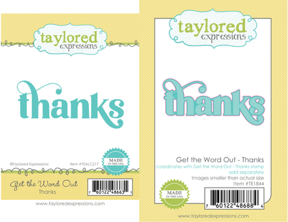 Graphic of Get the Word Out Stamp and Steel Die - Thanks for papercrafting.