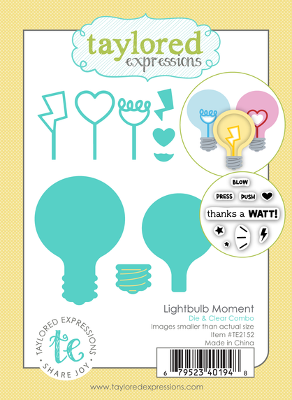 Graphic of Lightbulb Moment Die & Clear Stamp combo which includes lightbulb dies for papercrafting.