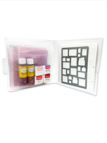 Image of 6x6 Fancy Folio with items inside of it, used for storing papercrafting materials.