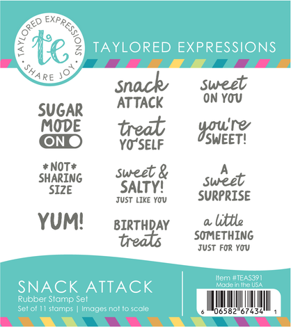 Graphic of Snack Attack Stamp Set which includes stamps for papercrafting.