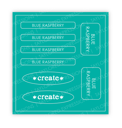 Graphic of Love to Label Sticker Sheet - Blue Raspberry which is a blue, teal color.