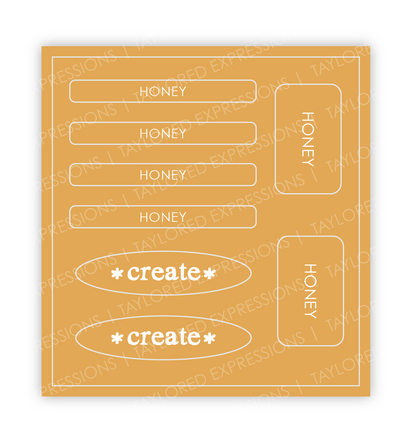 Graphic of Love to Label Sticker Sheet - Honey which is a yellow color.