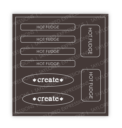 Graphic of Love to Label Sticker Sheet - Hot Fudge which is a brown color.
