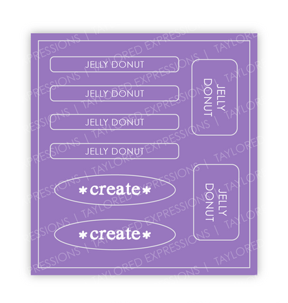 Graphic of Love to Label Sticker Sheet - Jelly Donut which is a purple color.