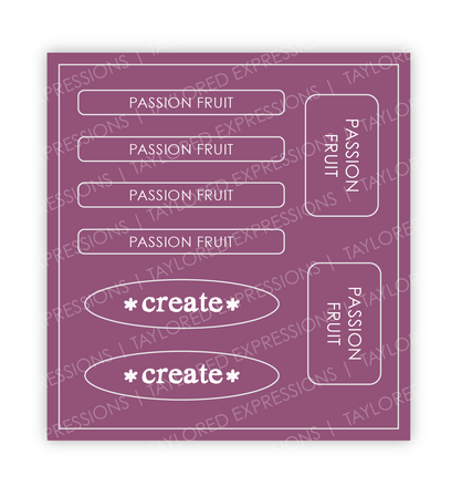 Graphic of Love to Label Sticker Sheet - Passion Fruit which is a purple color.