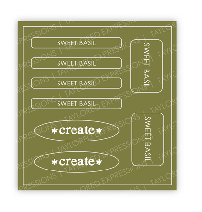Graphic of Love to Label Sticker Sheet - Sweet Basil which is a green color.