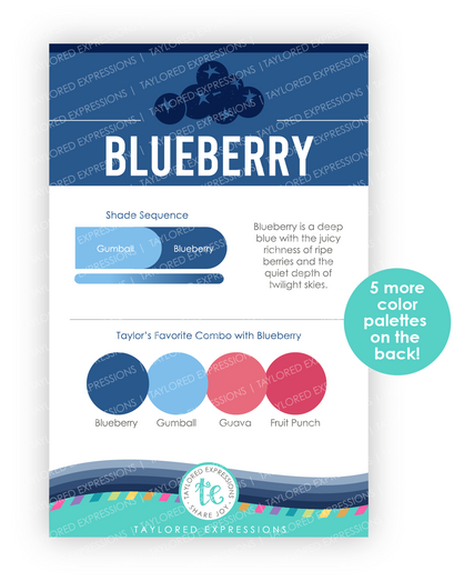 Graphic of Palette Playbook - Blueberry which is a blue color.