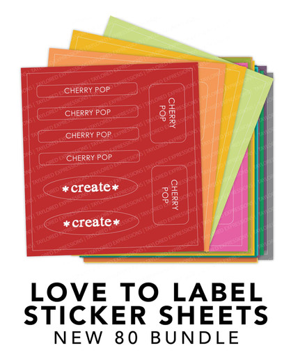 Graphic of New 80 Love to Label Sticker Sheets Bundle.