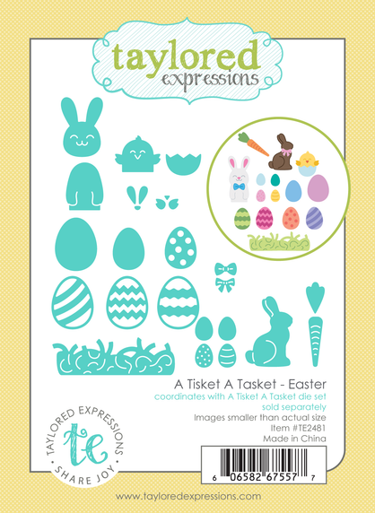 Graphic of A Tisket A Tasket Die Set - Easter which includes easter items to go in a basket for papercrafting