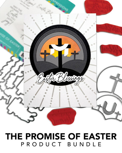 Graphic of The Promise of Easter Product Bundle which includes dies and stamps for easter for papercrafting.