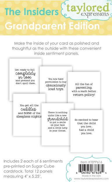 Graphic of the Insiders - Grandparent Edition which are inside sentiments used for papercrafting.