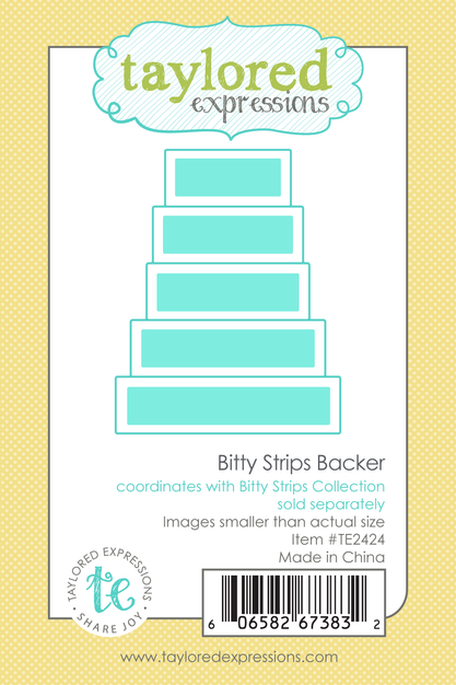 Graphic of. B itty Strips Backer Die which is used for sentiments for papercrafting.