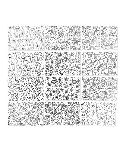 Image of A Year in Doodles Coloring Sheets which are used for papercrafting.