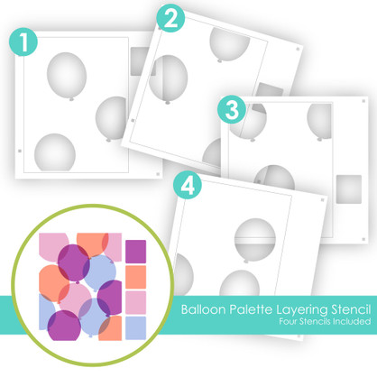 Graphic of Balloon Palette Layering Stencil which is used to create balloons for papercrafting.