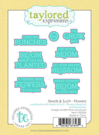Graphic of Seeds & Such - Flower Dies which includes plant sentiments for papercrafting.