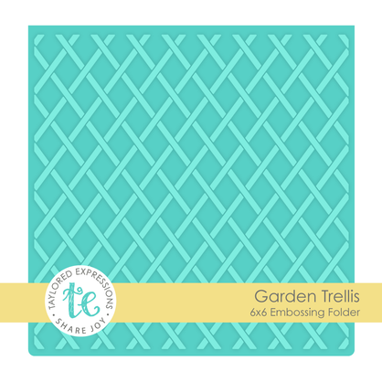 Graphic of Embossing Folder - Garden Trellis which creates a trellis for papercrafting.