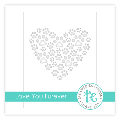 Graphic of Love You Furever Stencil which is used for papercrafting.