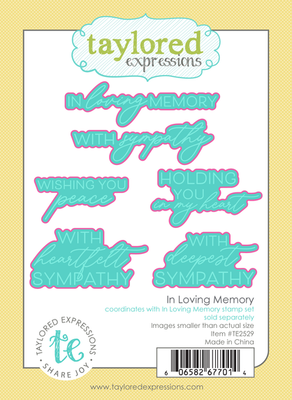 Graphic of In Loving Memory Dies which are sentiments used for papercrafting.