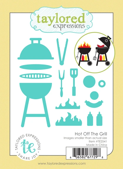 Graphic of Hot Off the Grill Die Set which includes grilling materials for papercrafting.