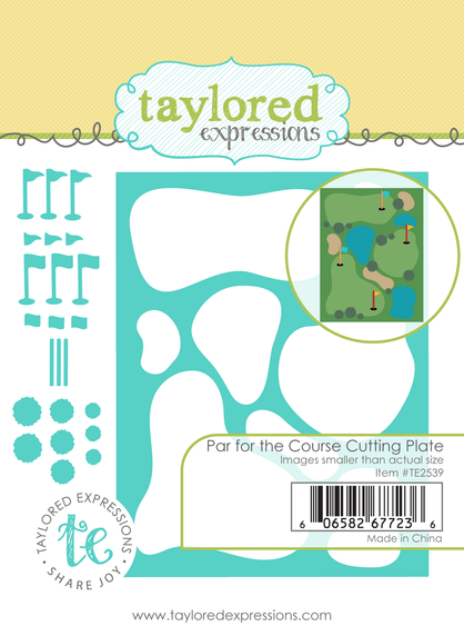 Graphic of Par for the Course Cutting Plate Die Set which creates a golf course used for papercafting.