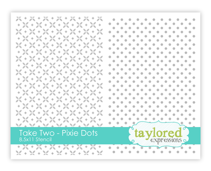 Graphic of Take Two - Pixie Dots Stencil which includes two patterns for papercrafting.