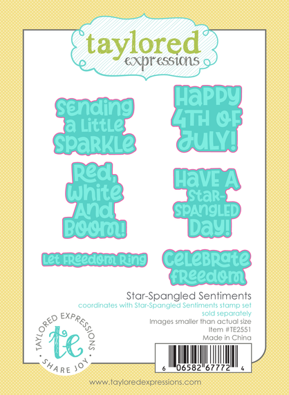Graphic of Star-Spangled Sentiments Die Set which includes sentiments for papercrafting.