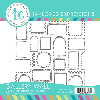 Graphic of Gallery Wall 6x6 Background Stamp which includes stamps for papercrafting.