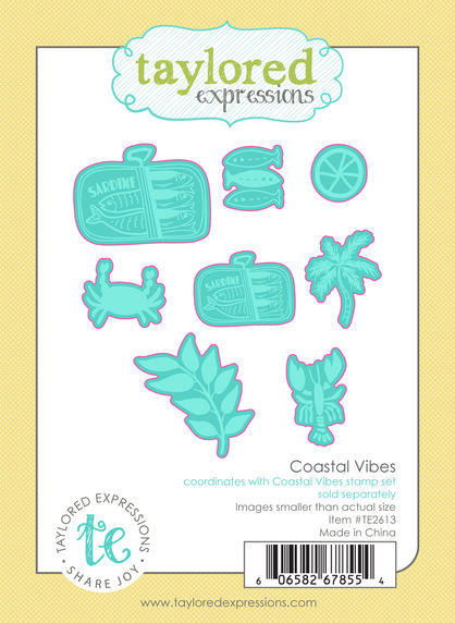 Graphic of Coastal Vibes Dies which includes summer themed dies for papercrafting.