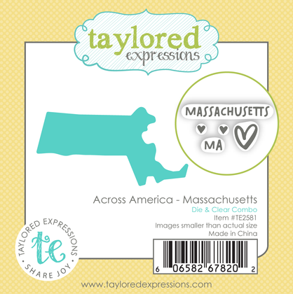 Graphic of Across America - Massachusetts Die & Stamp Clear Combo which is used for papercrafting.