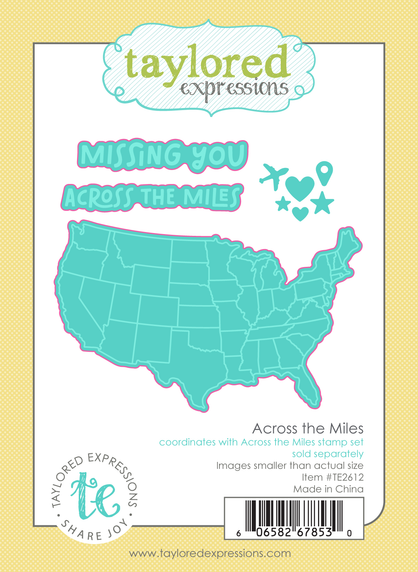 Graphic of Across the Miles Dies which include steel dies for papercrafting.