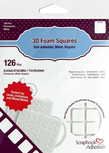 Scrapbook Adhesives 3D Self-Adhesive Foam Squares 308/Pkg-White