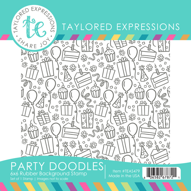 Graphic of Party Doodles 6x6 Background Stamp which is used for papercrafting.