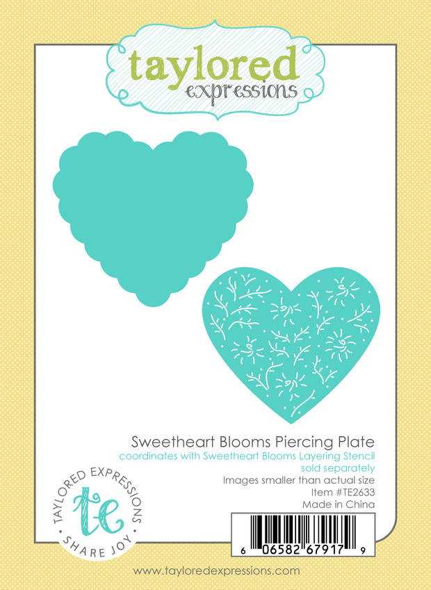 Graphic of Sweetheart Blooms Piercing Plate which includes two hearts used for papercrafting.