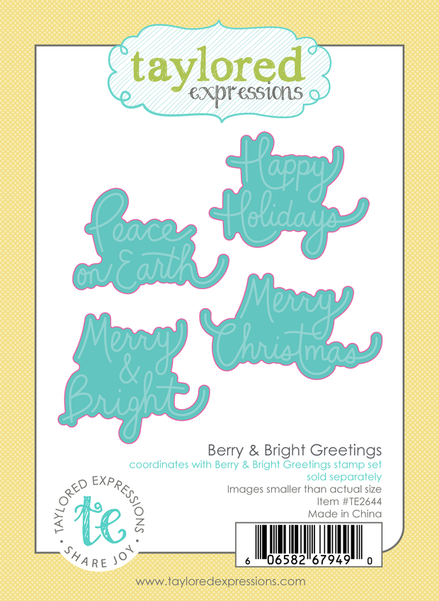 Graphic of Berry & Bright Greeting Dies which are used for papercrafting.