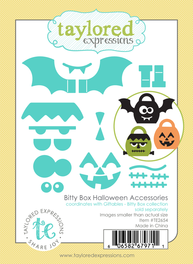 Graphic of Bitty Box Halloween Accessories Die Set which includes dies for papercrafting.