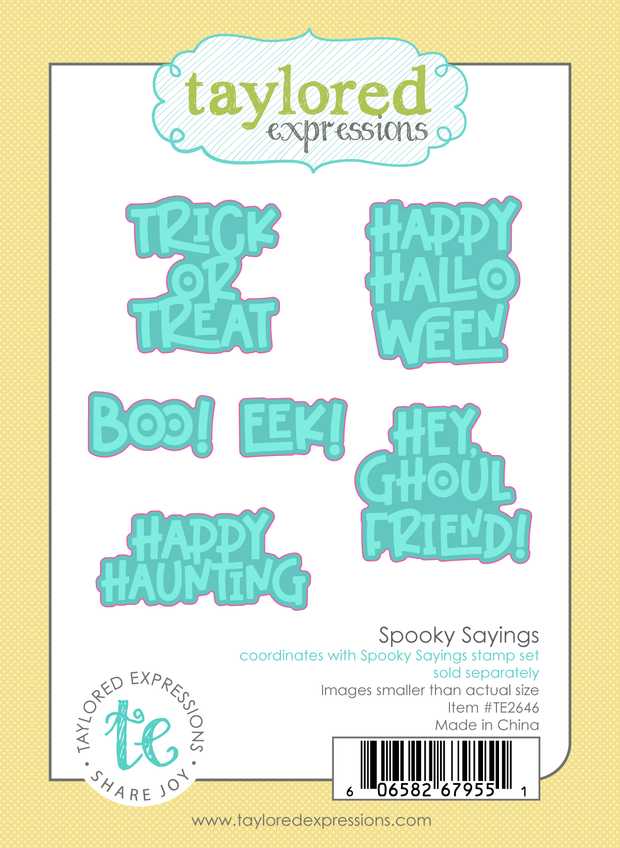 Graphic of Spooky Sayings Dies which includes dies for papercrafting.