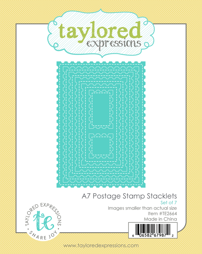 Graphic of A7 Postage Stamp Stacklets Die which is used for papercrafting.