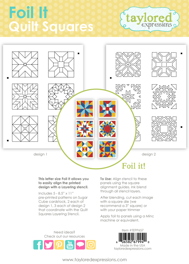 Graphic of Foil It - Quilt Squares which are used for papercrafting.