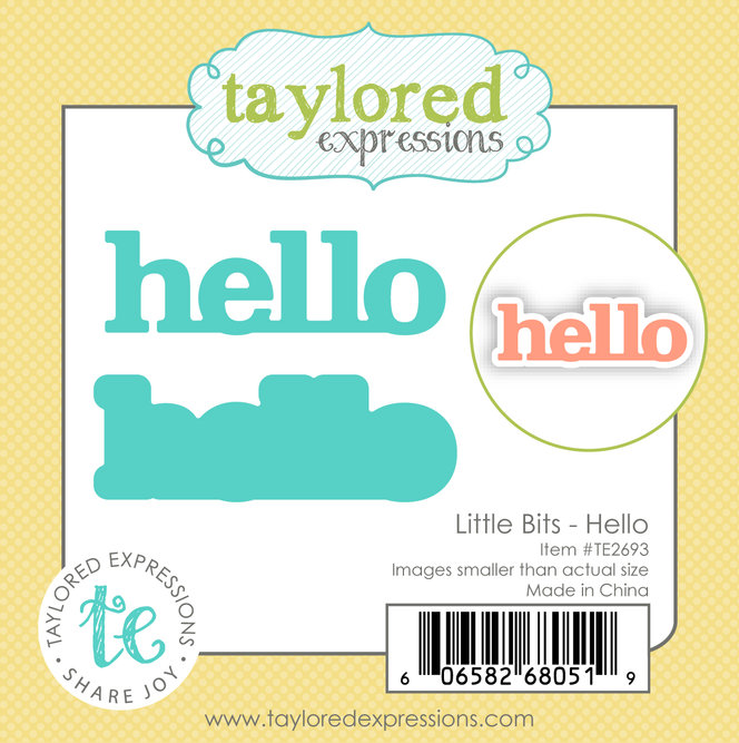 Graphic of Little Bits Die Set- Hello which is used for papercrafting.