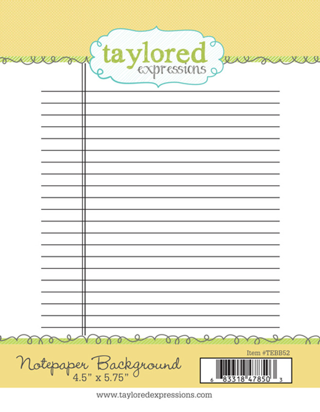 Graphic of notepaper background red rubber stamp for paper crafting.