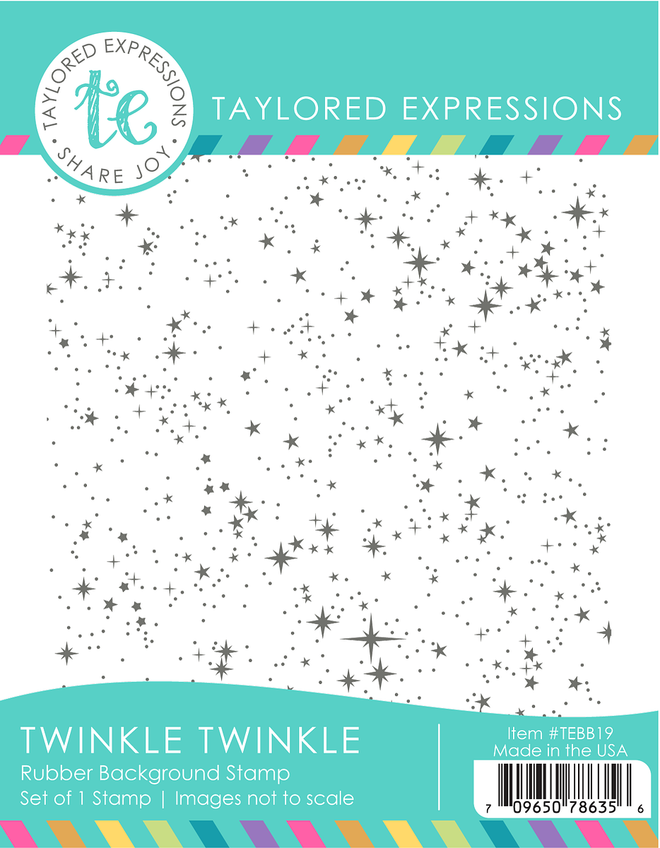 A graphic of twinkle twinkle red rubber background stamp that creates twinkled stars for papercrafting.
