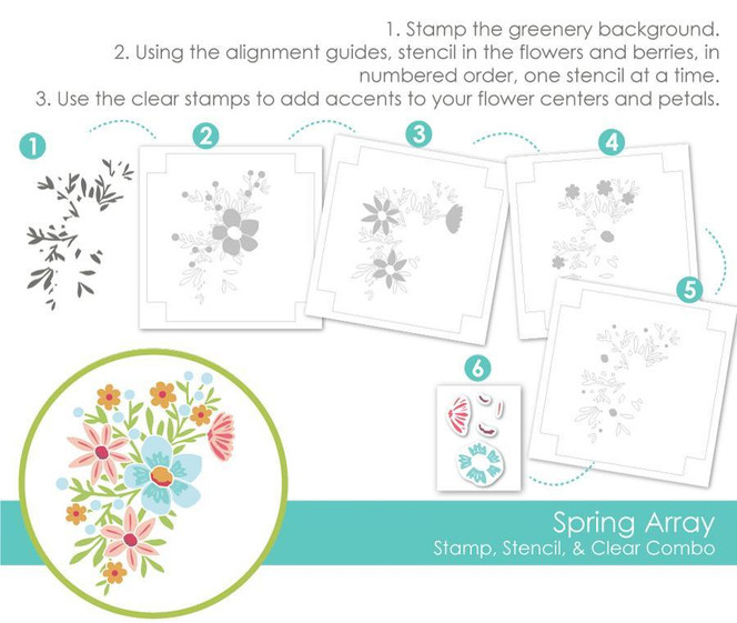 Spring Array Stamp, Stencil & Clear Combo