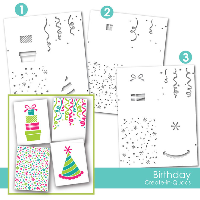 Create-in-Quads - Birthday Layering Stencil